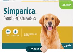 Simparica Chewable Tablet for Dogs 44.1-88 lbs (Green Box), 1 Chewable Tablet (1-mos. supply)
