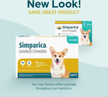 Show full view: Simparica Chewable Tablet for Dogs, 22.1-44 lbs, (Mint Box), 3 Chewable Tablets (3-mos. supply) slide 8 of 10