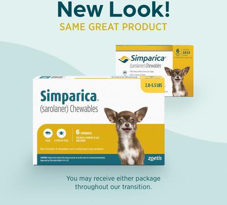 Show full view: Simparica Chewable Tablet for Dogs, 2.8-5.5 lbs, (Yellow Box), 3 Chewable Tablets (3-mos. supply) slide 8 of 11