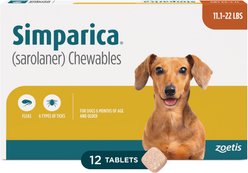 Simparica Chewable Tablet for Dogs, 11.1-22 lbs, (Orange Box), 12 Chewable Tablets (12-mos. supply)