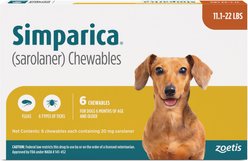 Simparica Chewable Tablet for Dogs, 11.1-22 lbs, (Orange Box), 6 Chewable Tablets (6-mos. supply)