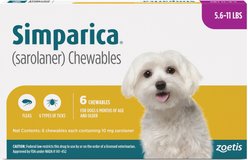 Simparica Chewable Tablet for Dogs, 5.6-11 lbs, (Purple Box), 6 Chewable Tablets (6-mos. supply)