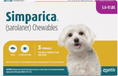 Simparica Chewable Tablet for Dogs, 5.6-11 lbs, (Purple Box), 3 Chewable Tablets (3-mos. supply)