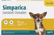 Simparica Chewable Tablet for Dogs, 2.8-5.5 lbs, (Yellow Box), 3 Chewable Tablets (3-mos. supply)