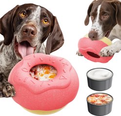 KADTC 2 in 1 Durable Donut Dog Fillable/Freeze & Chew Enrichment Toy, Pink, Large