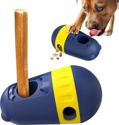KADTC 2 in 1 Tough Bully Stick Holder & Treat Dispensing Dog Chew Toy, Blue, Large