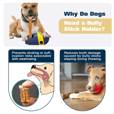 Show full view: KADTC 2 in 1 Tough Bully Stick Holder & Treat Dispensing Dog Chew Toy, Blue, Large slide 4 of 7