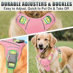 BARKBAY Air Reflective No-Pull Dog Harness with ID Tag Pocket, Baby Pink & Sunlight, Large: 24.5 to 32.5-in chest slide 2 of 9