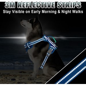 BARKBAY Air Reflective No-Pull Dog Harness with ID Tag Pocket, Sapphire Blue & Blue, Large: 24.5 to 32.5-in chest