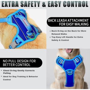 BARKBAY Air Reflective No-Pull Dog Harness with ID Tag Pocket, Sapphire Blue & Blue, Large: 24.5 to 32.5-in chest