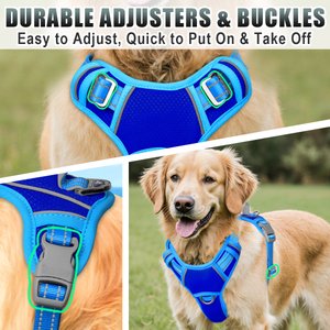 BARKBAY Air Reflective No-Pull Dog Harness with ID Tag Pocket, Sapphire Blue & Blue, Large: 24.5 to 32.5-in chest