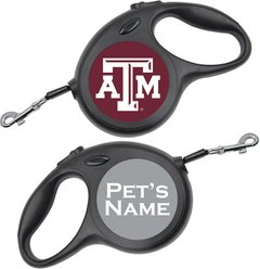 ShopInstaPets Texas A&M Aggies Retractable Dog Walking Leash, Black, 16-ft long, 1/2-in wide
