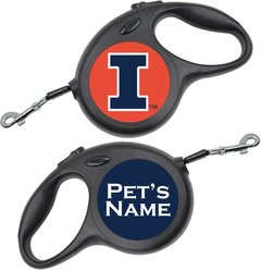 ShopInstaPets Illinois Fighting Illini Retractable Dog Walking Leash, Black, 16-ft long, 1/2-in wide
