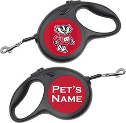 ShopInstaPets Wisconsin Badgers Retractable Dog Walking Leash, Black, 16-ft long, 1/2-in wide slide 1 of 2