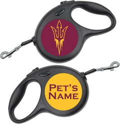 ShopInstaPets Arizona State Sun Devils Retractable Dog Walking Leash, Black, 16-ft long, 1/2-in wide
