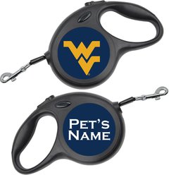 ShopInstaPets West Virginia Mountaineers Retractable Dog Walking Leash, Black, 16-ft long, 1/2-in wide