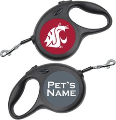 ShopInstaPets Washington State Cougars Retractable Dog Walking Leash, Black, 16-ft long, 1/2-in wide