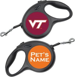 ShopInstaPets Virginia Tech Hokies Retractable Dog Walking Leash, Black, 16-ft long, 1/2-in wide
