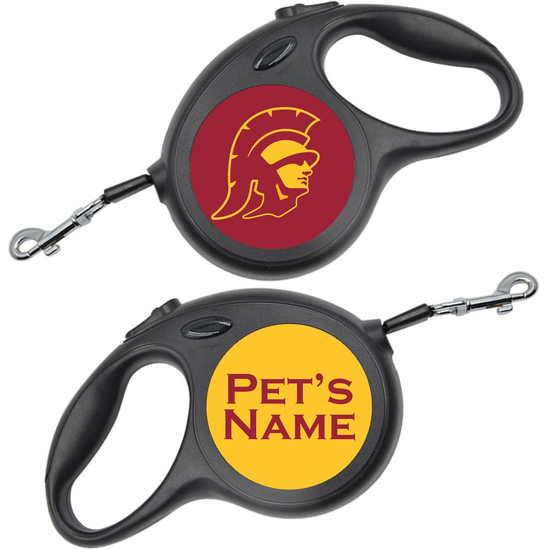 ShopInstaPets Retractable Dog Walking Leash, Black, 16-ft long, 1/2-in wide, USC Trojans
