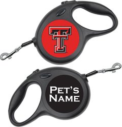 ShopInstaPets Texas Tech Red Raiders Retractable Dog Walking Leash, Black, 16-ft long, 1/2-in wide