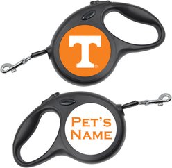 ShopInstaPets Tennessee Volunteers Retractable Dog Walking Leash, Black, 16-ft long, 1/2-in wide