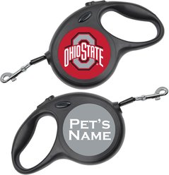ShopInstaPets Ohio State Buckeyes Retractable Dog Walking Leash, Black, 16-ft long, 1/2-in wide