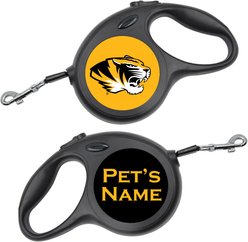 ShopInstaPets Missouri Tigers Retractable Dog Walking Leash, Black, 16-ft long, 1/2-in wide