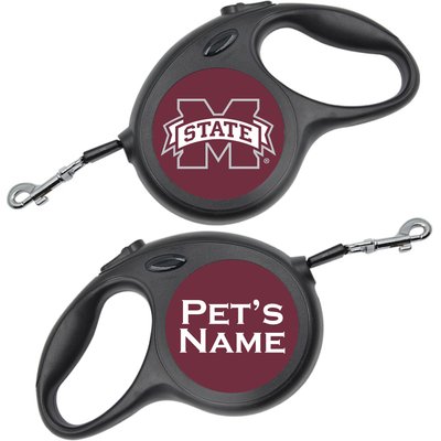 ShopInstaPets ShopInstaPets Retractable Dog Walking Leash, Black, 16-ft long, 1/2-in wide, Mississippi State Bulldogs