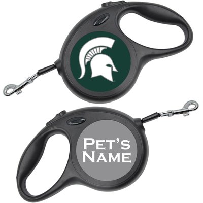 ShopInstaPets ShopInstaPets Retractable Dog Walking Leash, Black, 16-ft long, 1/2-in wide, Michigan State Spartans