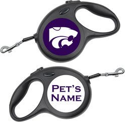 ShopInstaPets Kansas State Wildcats Retractable Dog Walking Leash, Black, 16-ft long, 1/2-in wide