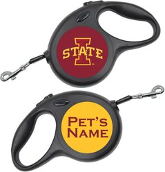 ShopInstaPets Iowa State Cyclones Retractable Dog Walking Leash, Black, 16-ft long, 1/2-in wide