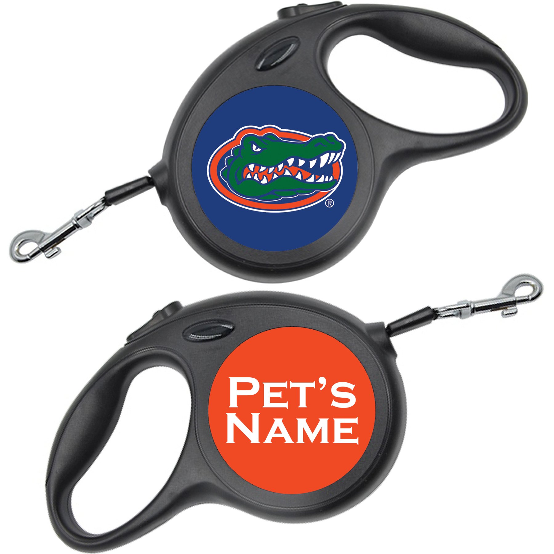 ShopInstaPets Retractable Dog Walking Leash, Black, 16-ft long, 1/2-in wide, Florida Gators