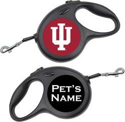 ShopInstaPets Indiana Hoosiers Retractable Dog Walking Leash, Black, 16-ft long, 1/2-in wide