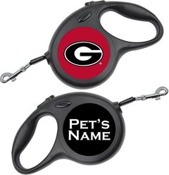 ShopInstaPets Georgia Bulldogs Retractable Dog Walking Leash, Black, 16-ft long, 1/2-in wide