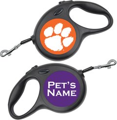 ShopInstaPets Clemson Tigers Retractable Dog Walking Leash, Black, 16-ft long, 1/2-in wide