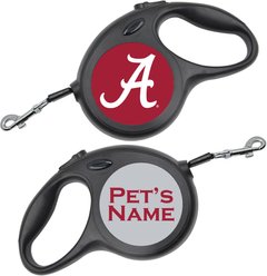 ShopInstaPets Alabama Crimson Tide Retractable Dog Walking Leash, Black, 16-ft long, 1/2-in wide