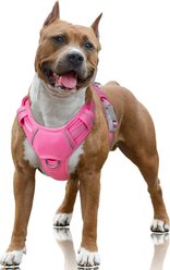 BARKBAY Air Reflective No-Pull Dog Harness with ID Tag Pocket, Pink, Large: 24.5 to 32.5-in chest