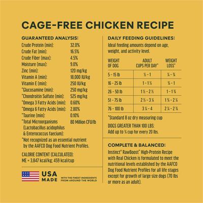 Show full view: Instinct RawBoost Adult High Protein Grain-Free Real Chicken Recipe Dry Dog Food, 10-lb bag slide 9 of 12