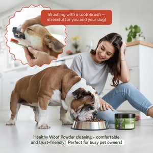 Healthy Woof Oral Care Bone Broth Dental Powder Supplement for Dogs, 4.2-oz jar