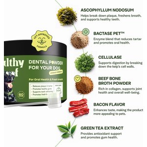 Healthy Woof Oral Care Bone Broth Dental Powder Supplement for Dogs, 4.2-oz jar