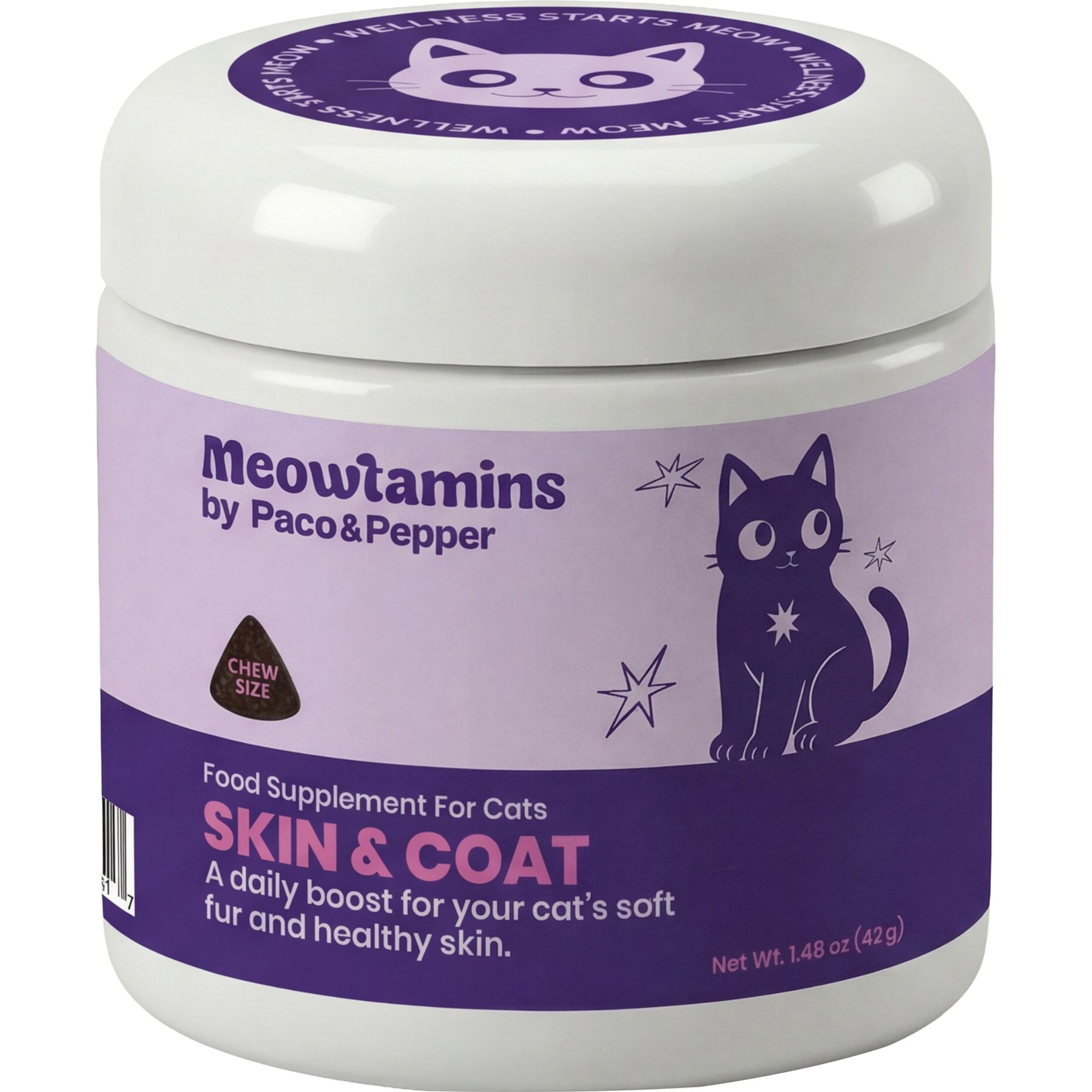 PACO & PEPPER Meowtamins Skin & Coat Chew Supplement for Cats, 60 count