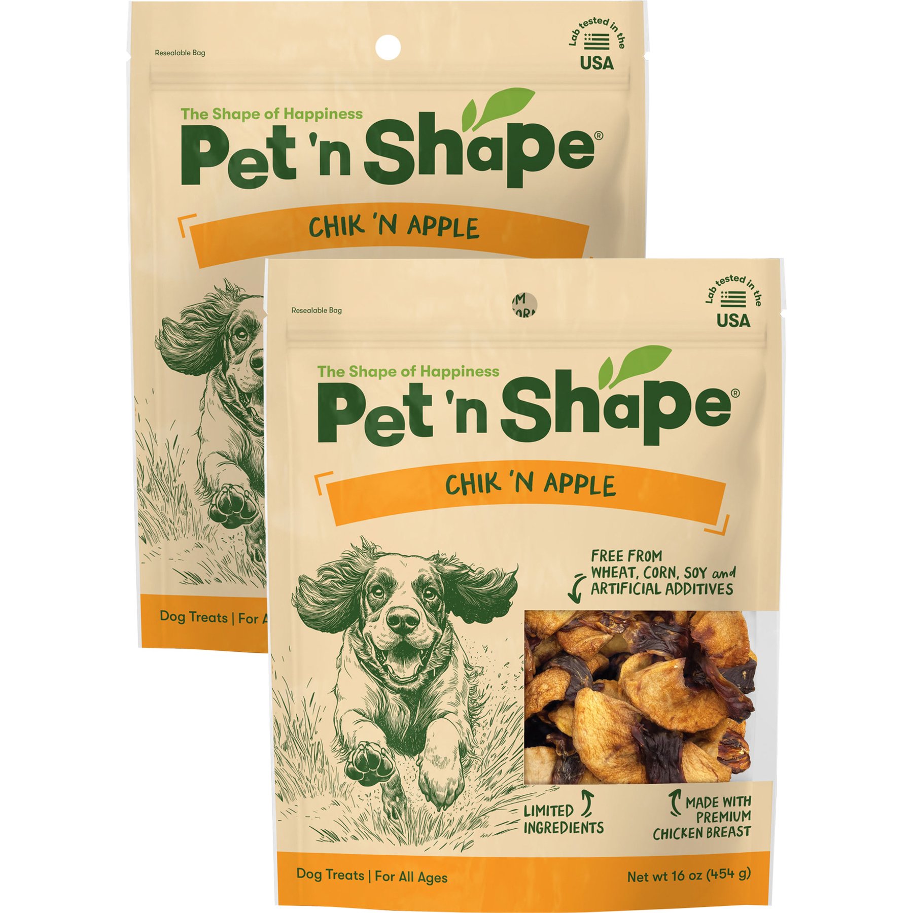 Pet 'n Shape Chik 'n Apple Dehydrated Dog Treats, 16-oz bag, bundle of 2