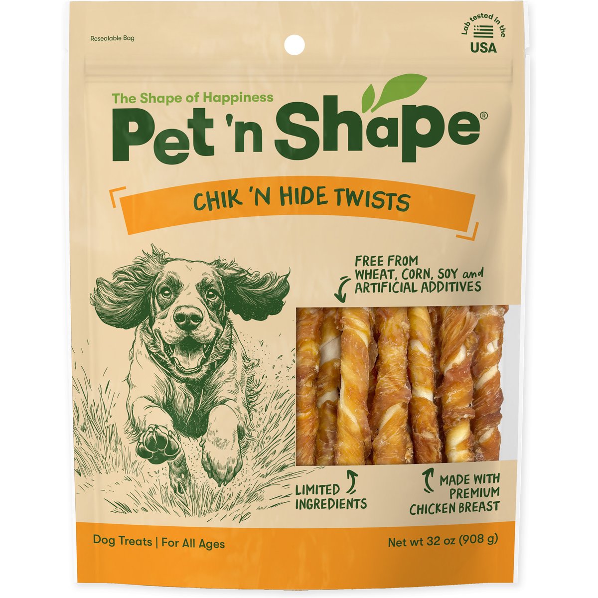 Pet 'n Shape Chik 'n Hide Twists Chicken-Wrapped Twists Rawhide Dog Chew, 32-oz bag