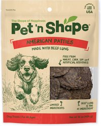 Pet 'n Shape American Patties Premium Beef Lung Dog Treats, 16-oz bag