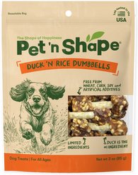 Pet 'n Shape Duck 'n Rice Dumbbells Dog Treats, 3-oz bag