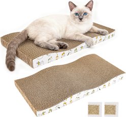 PatiencET 16.93-in Waved Cardboard Cat Scratcher with Catnips, Brown, 2 count slide 2 of 8
