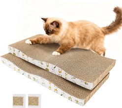 PatiencET 16.93-in Waved Cardboard Cat Scratcher with Catnips, Brown, 2 count