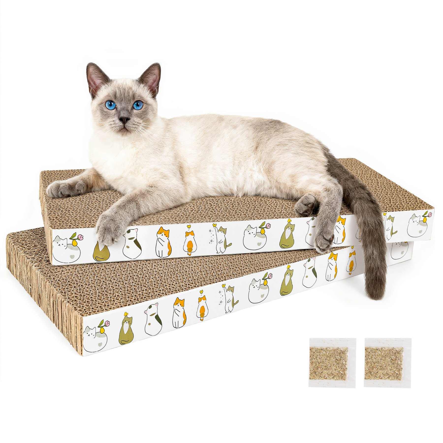 PatiencET Flat Double-Sided 16.93-in Cardboard Cat Scratching Board with Catnip, Brown, 2 count