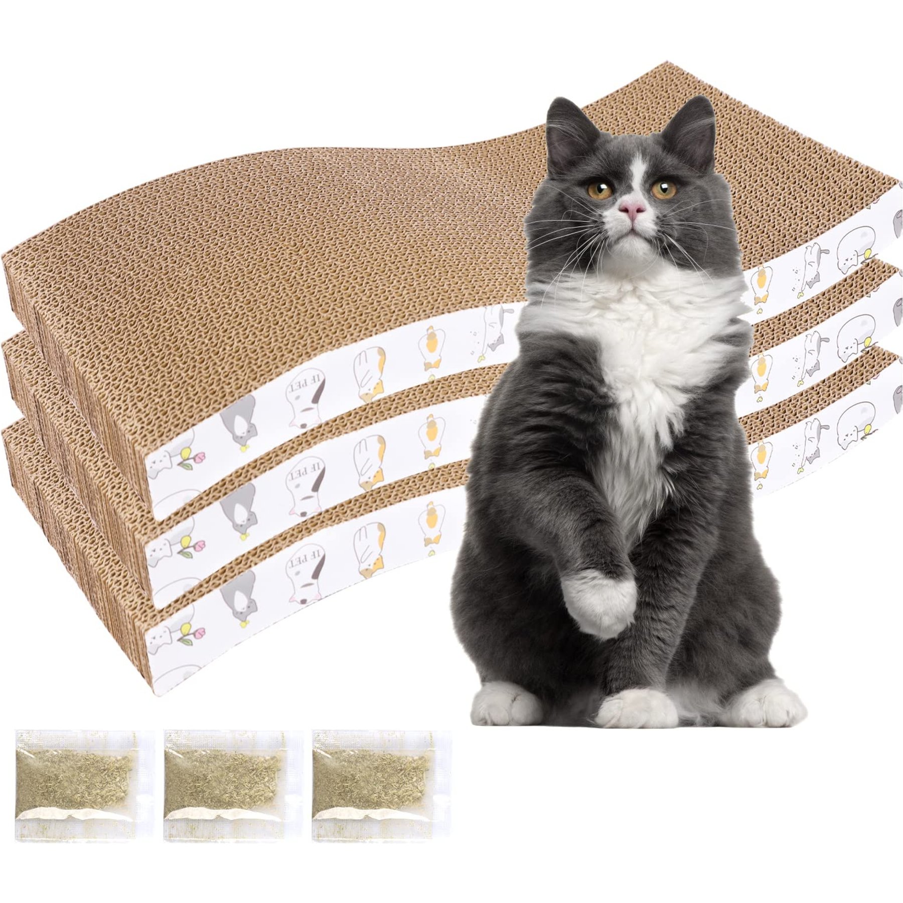 PatiencET 17.3-in Recycle Corrugated Lounger Sofa Cat Scratching Pad, Brown, 3 count