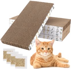 PatiencET 17.5-in Reversible Cardboard Cat Scratch Pad with Box & Catnip, Brown, 4 count